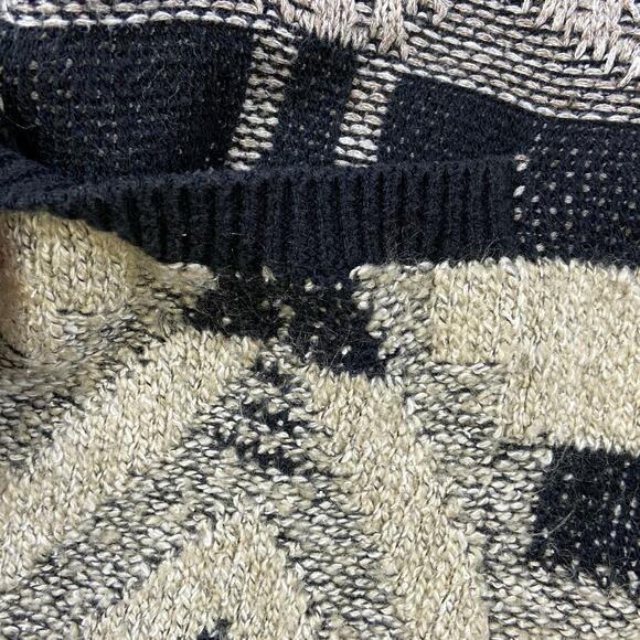 Lucky Brand Long Cardigan Sweater Black Gray Geometric Tribal Aztec Overcoat XL - Picture 8 of 12